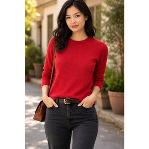 Charter Club Vintage Merino Wool Sweater Red Petite Medium Classic